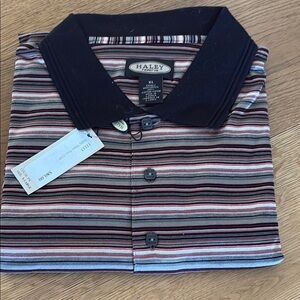 Haley NWT Reserve Men’s Polo Navy Blue and Red stripes size XL
